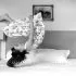 portrait of a girl doing a somersault
